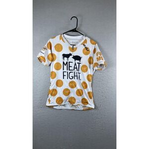 2XU Meat Fight Cycling Jersey Womens Large White Polka Dot Full Zip Shirt Bike